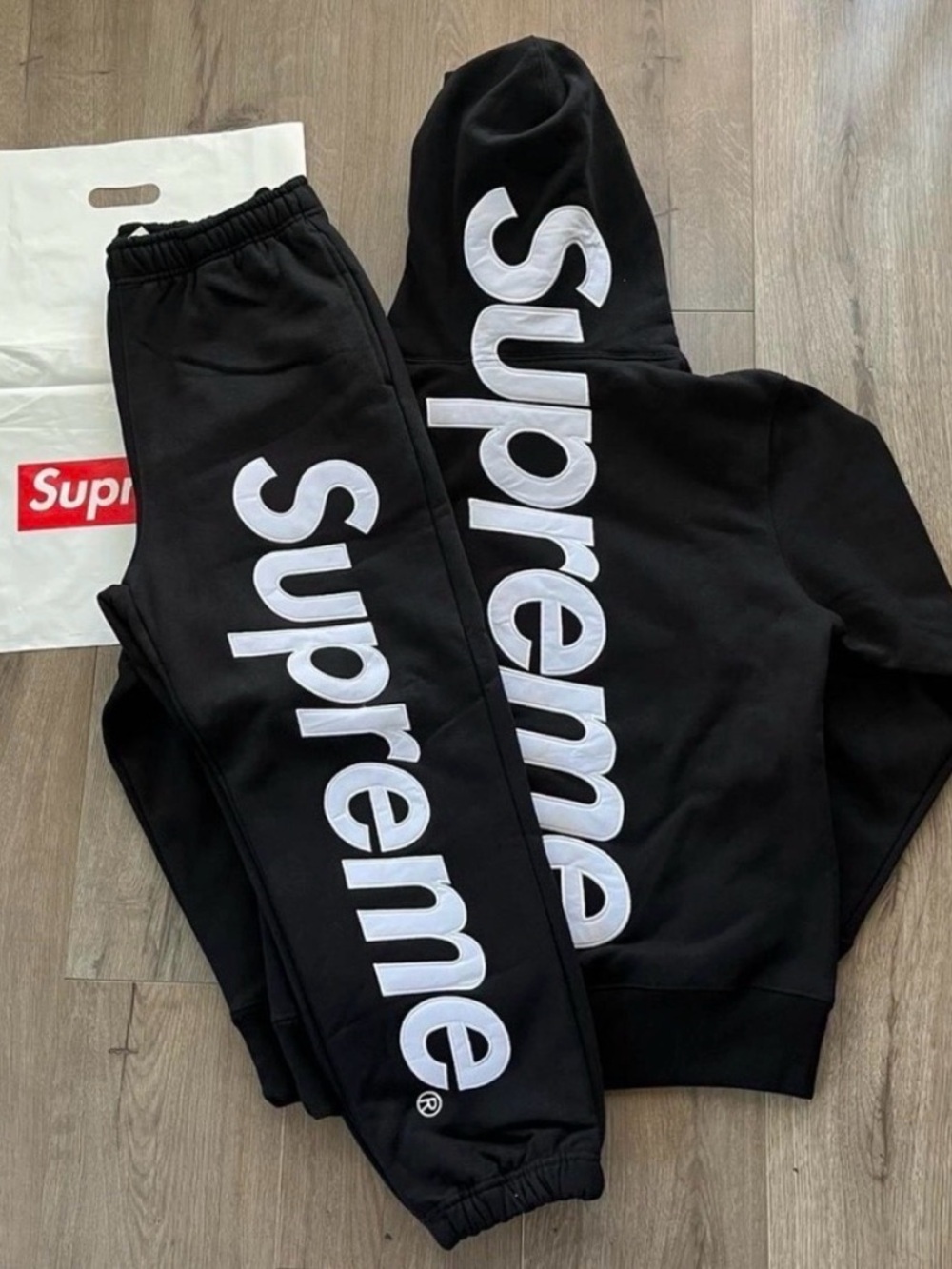 Supreme Black Garment Tag Detail with White Label